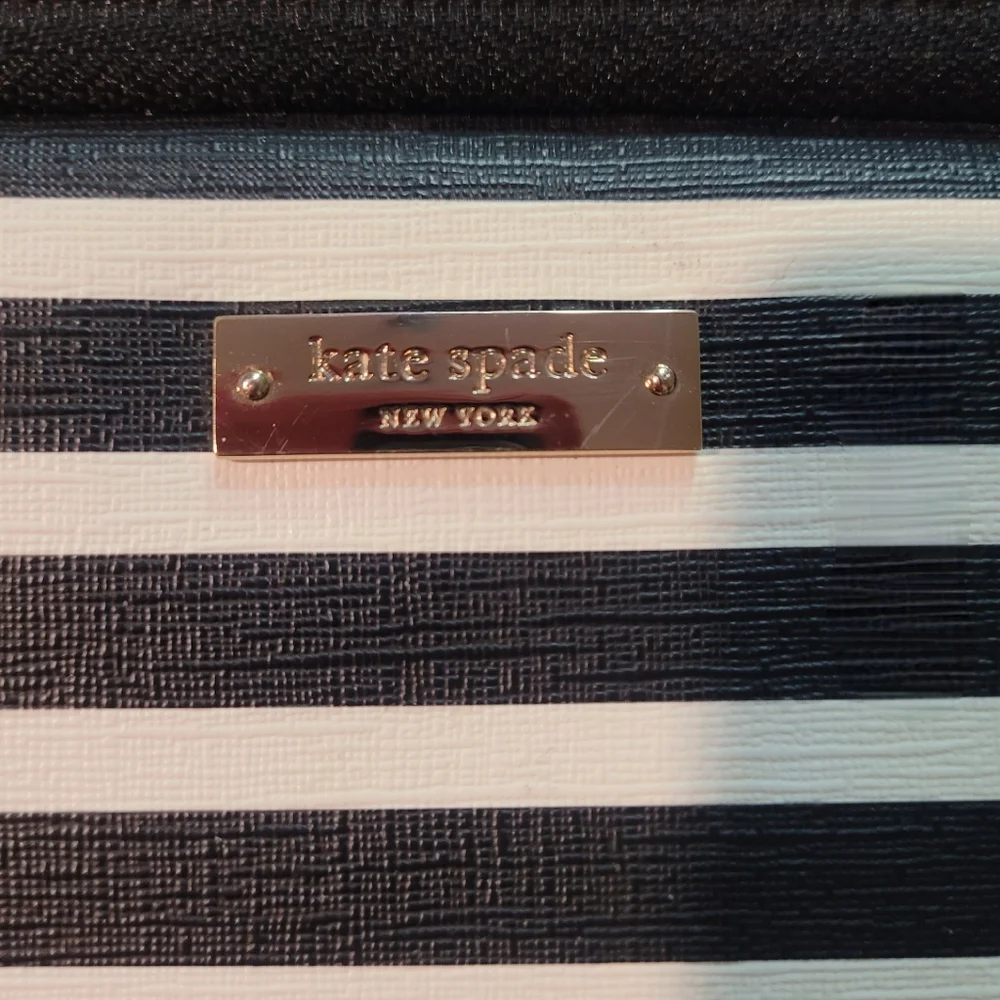 Kate Spade Black and White Striped Accessory Case